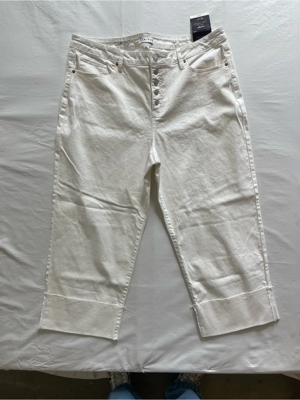 Ava‎ & Viv Womens Plus Size 22 White High Rise Straight Leg Button Fly Jeans NWT